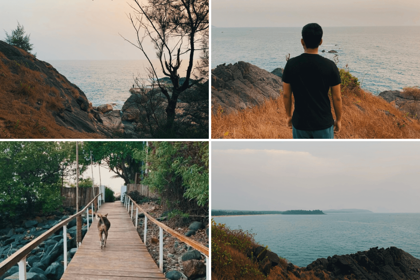 Lone figure on the cliff edge above the sea
